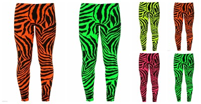 Damen-Leggings in voller Länge Neon Zebra Druck knöchellange Länge