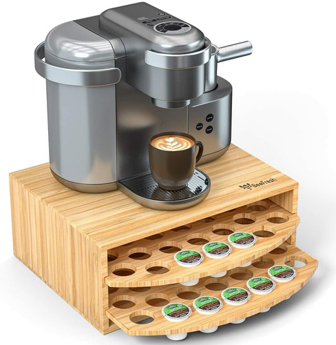 Bamboo K-Cup Coffee Pod Holder; Coffee 