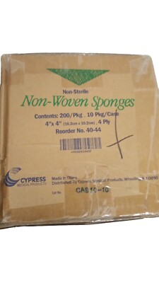 Cypress 4x4'' 4 PLY Non-Sterile Non-Woven Sponges Case 10 Packs 200 Per Pack 