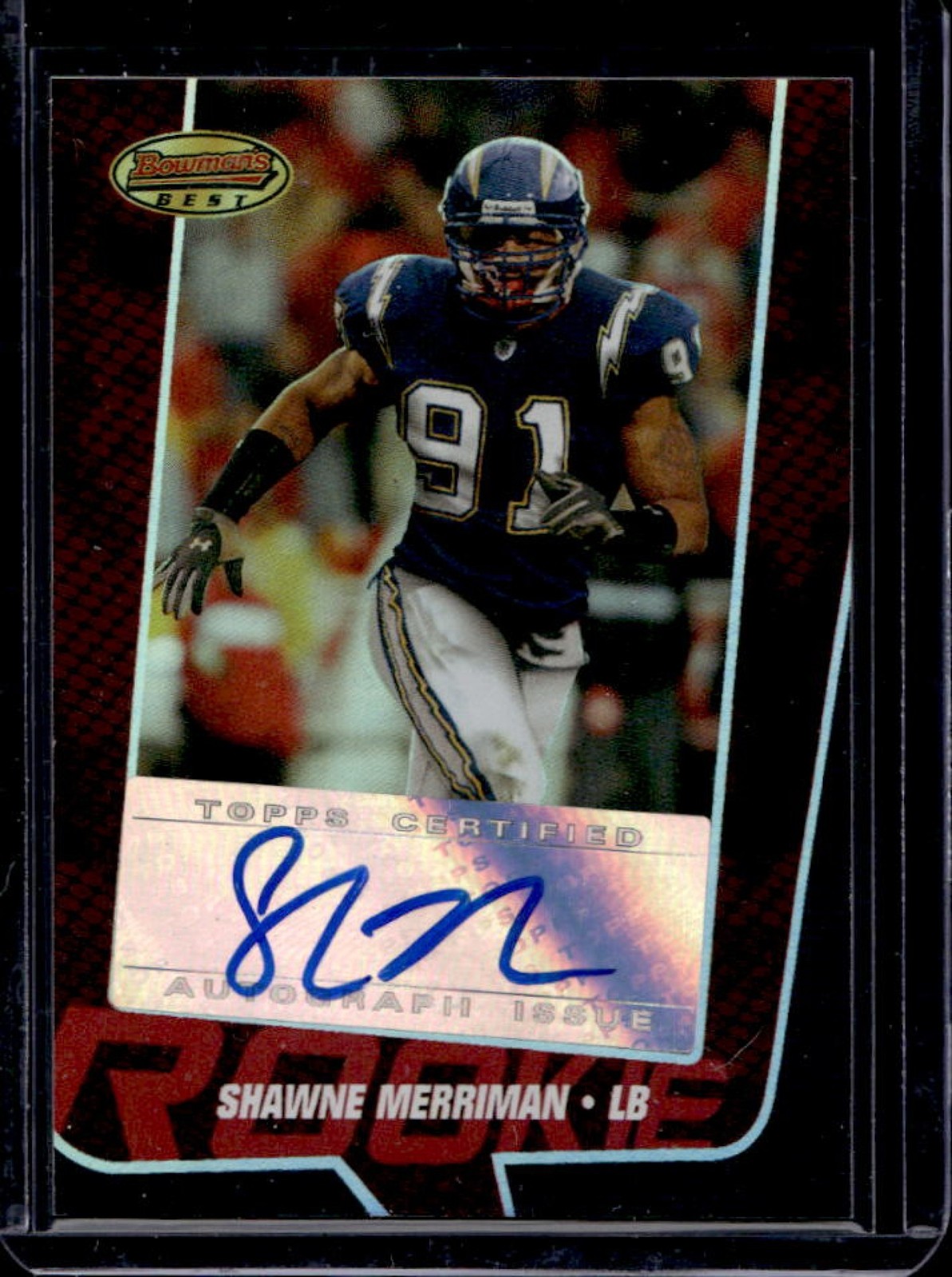 Shawne Merriman Bowman's Best #156 Autograph-Red