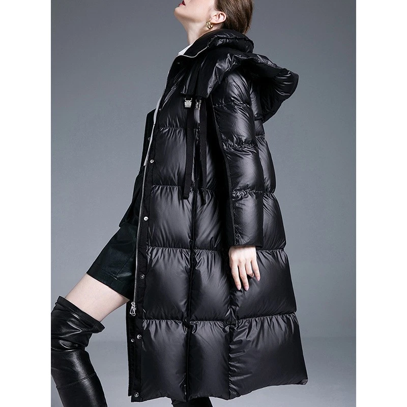 Winter New 90% White Duck Down Jacket Womens  Thickened Warm Loose Long Jackets - Image 4 of 4