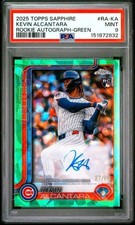 2025 Topps Chrome Sapphire Rookie Auto Green Kevin Alcantara RC AUTO /99 PSA 9