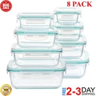 8 Pack Glass Food Storage Containers with Airtight Lids, Glass Meal Prep Contain
