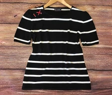 Basler vintage nautical breton short sleeve knit jumper top blouse, UK 12