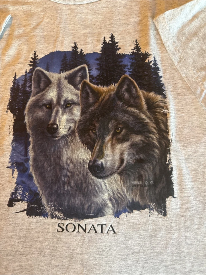 Vintage FOTL T Shirt XXL 2XL Wolf Native American Nature Y2K Sonata - Image 2 of 4