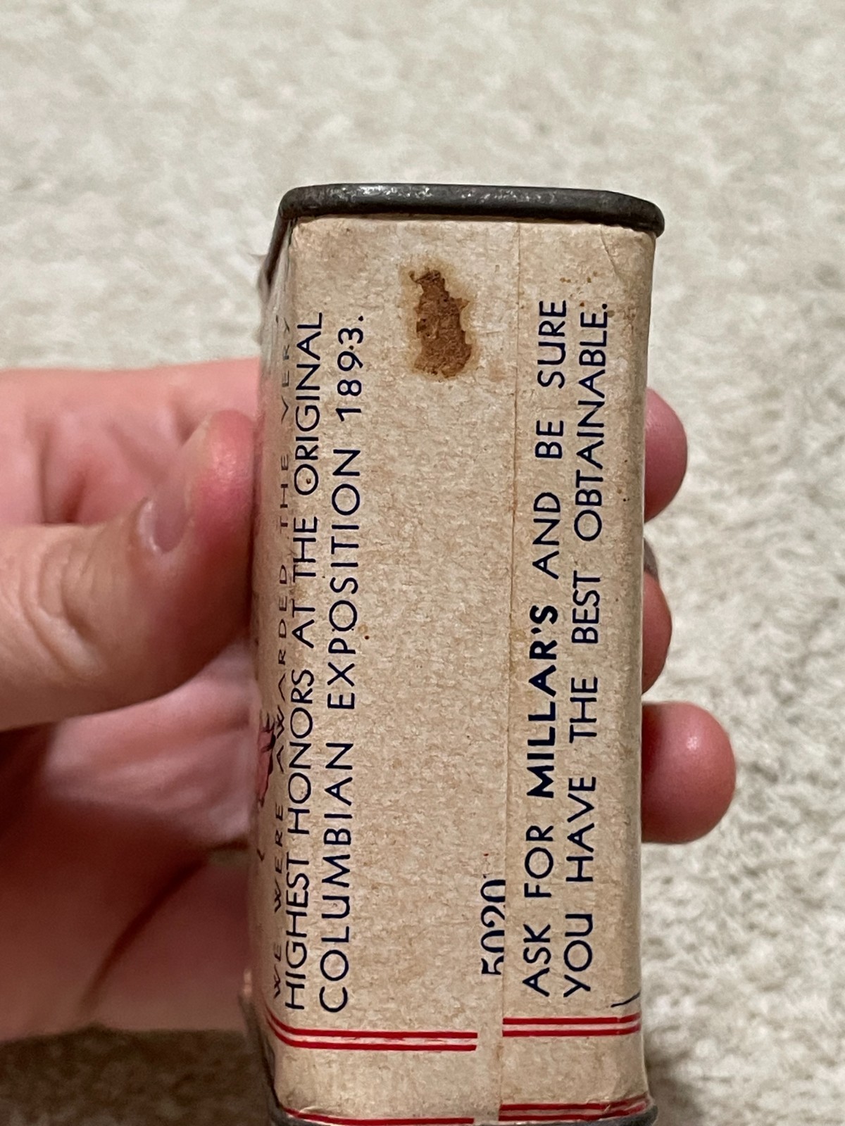 VTG Millar Spice Tin Nutmeg Paper Body Roses 2 ounces Chicago +Denver As is