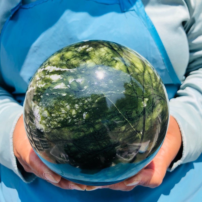 5.91 LB Natural Southern Jade Polished Sphere Home Decor Healing Stone 5367