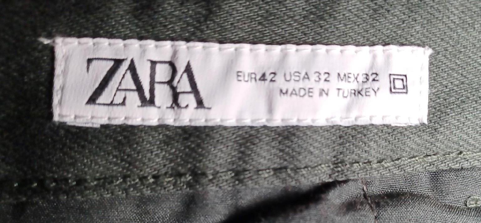 Men's Tag Size 32 ZARA Olive Green Cotton Blend Thick Twill Utility Cargo Pants thumbnail 3