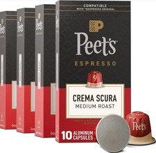 Peet's Coffee Medium Roast Espresso Capsules 10 Count Pack of 4
