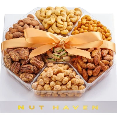 NUT HAVEN Nuts Gift Basket - Assortment of Sweet & Roasted Salted Gourmet Nuts - Assort...