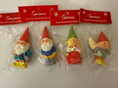 VTG Lot Of 4 1979 Gnome Unieboek Gorham Christmas Ornaments Fairy Garden 3  NIP
