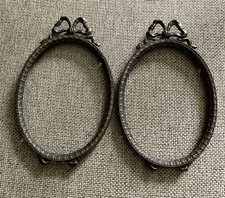 Vintage Italian Oval Picture Frames Ribbon Bow Ornate Brass  Italy Set of 2