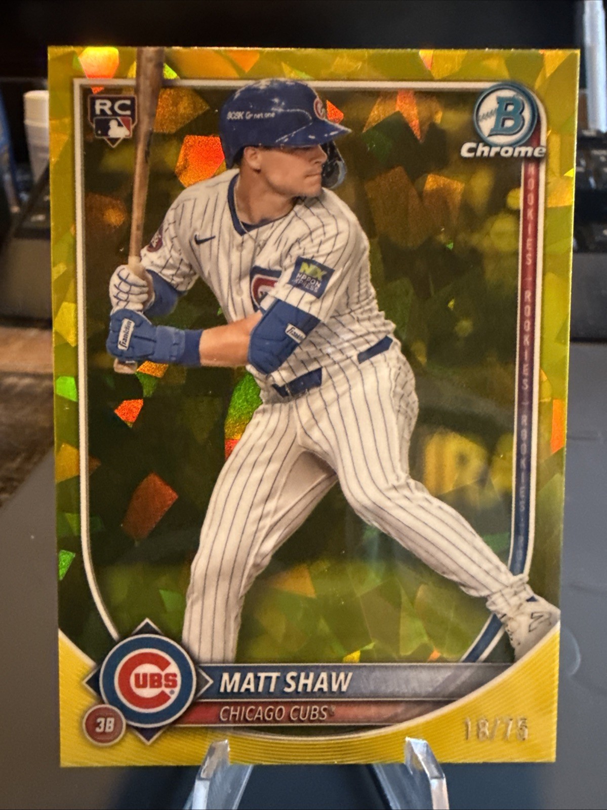 2025 Bowman Chrome Sapphire Edition - Matt Shaw #46 Yellow /75 (RC)