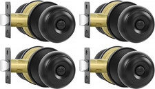 Privacy Door Knobs, 4 Pack Matte Black Door Knobs with Lock, Bed and Bath Door K