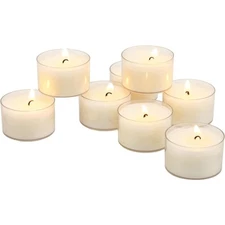 Unscented Smokeless Tea Light Candles Long Burning 6 to 7 Hours Clear Cup Bulk