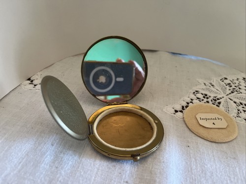 Specchio compatto a polvere in ottone vintage anni 50 - Foto 4 di 4