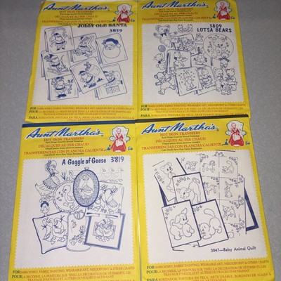 Aunt Martha's Hot Iron Transfers New Lot Of 4 Santa Geese Bears Baby Animal Them