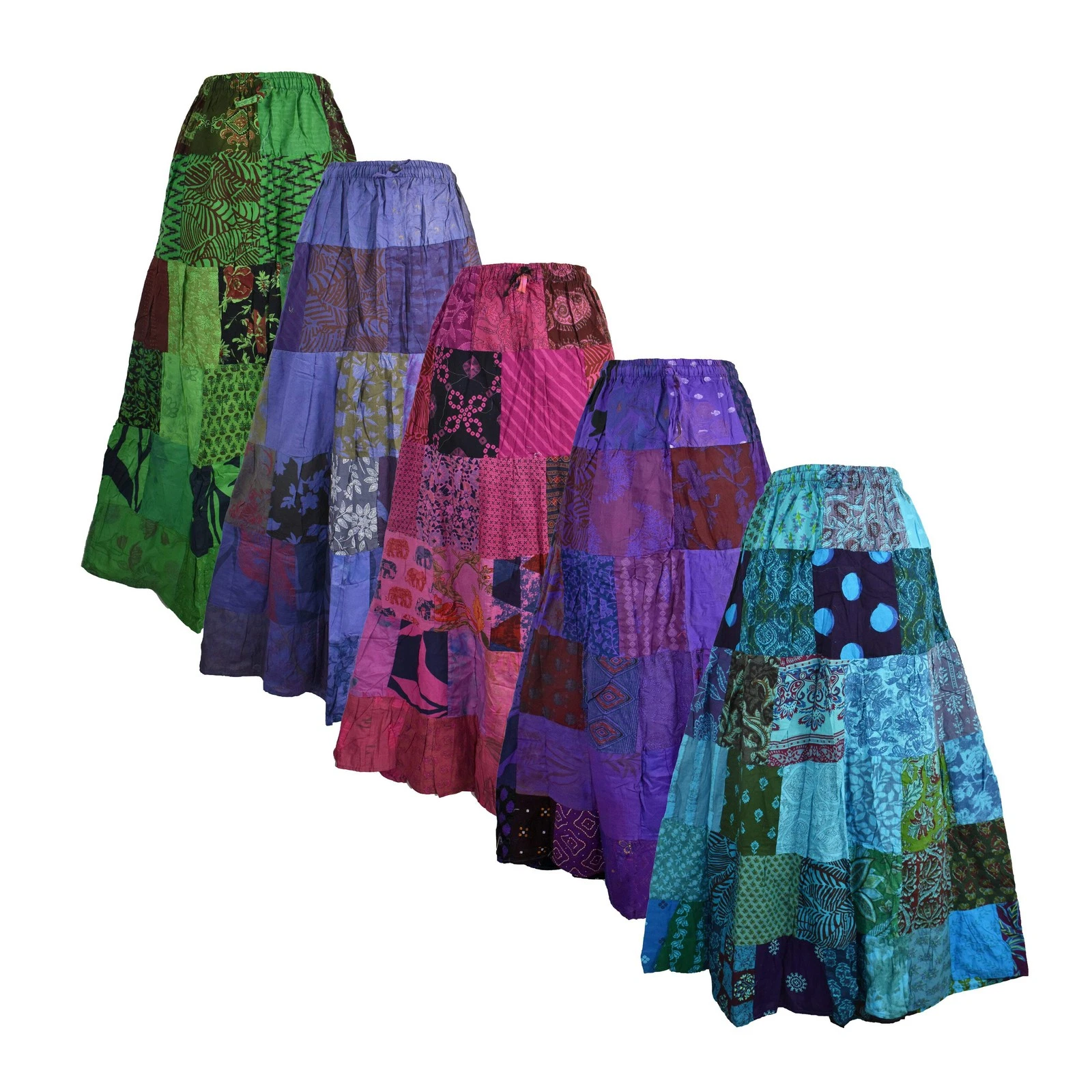 Patchwork Overdyed Cotton Skirt 10 12 14 16 Hippy Fair Trade Boho Festival
Opens in a new window or