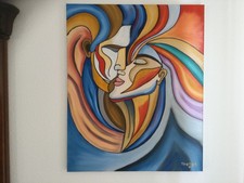 Tableau « Le bisou » peintures à l huiles