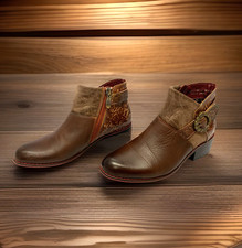 L  Artiste by Spring Step Womens Tiatia Leather Ankle Bootie Brown Size: 35