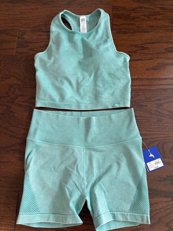 JOY LAB Lt. Green Sleeveless Crop Top & Shorts Set - SZ L (TOP) & XL  NEW