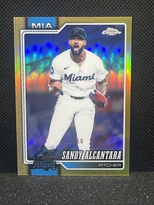2026 TOPPS CHROME SANDY ALCANTARA TRUE GOLD REFRACTOR 33/50 MIAMI MARLINS