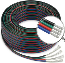 22 AWG 4-Pin RGB LED Extension Wire 33Ft/10M - Flexible 4 Conductor Tinned Cop