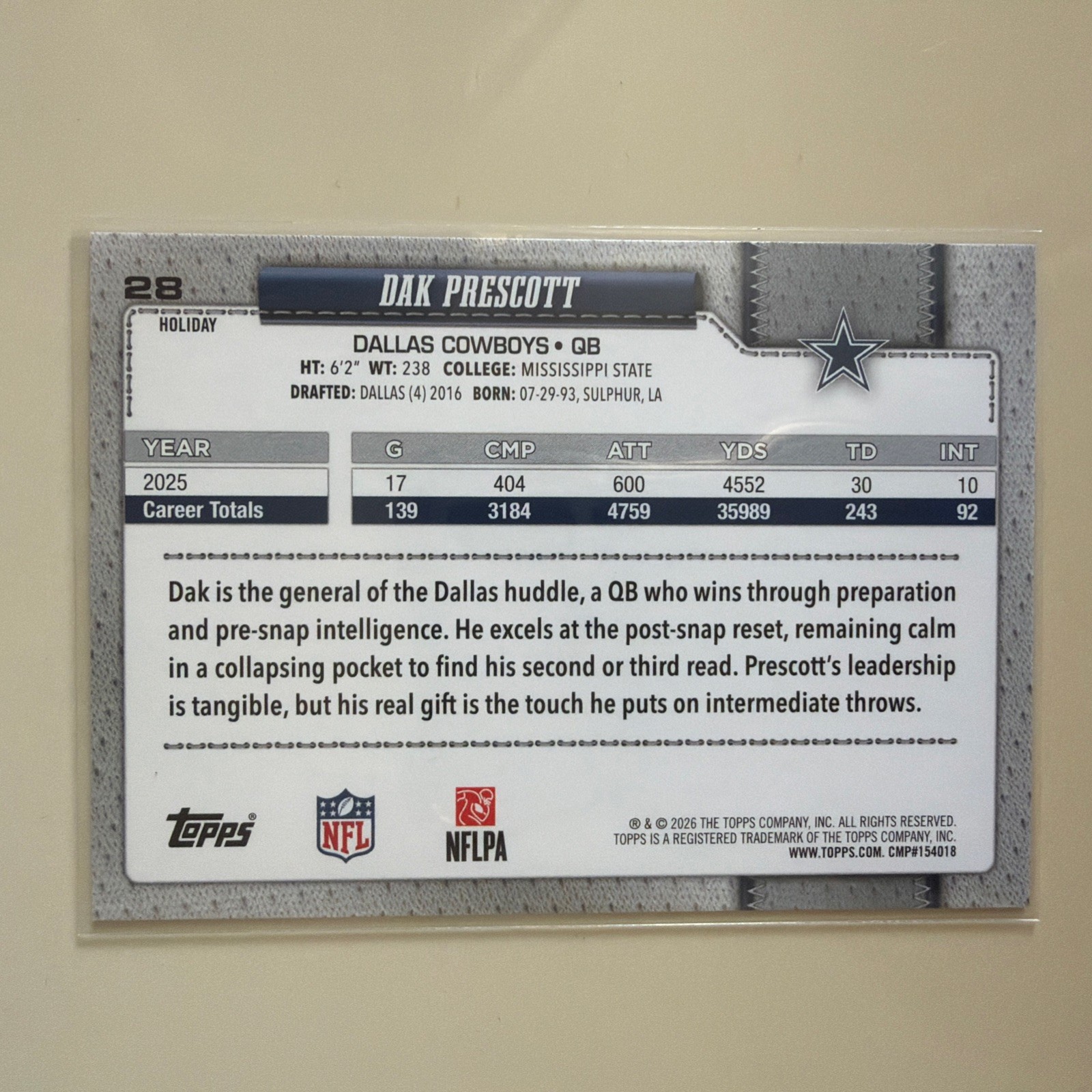 Light Cancer Background 2026 Topps Holiday - Dak Prescott “F Cancer” Wristband #28 Cowboys | eBay