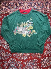 Vintage 90s Crewneck Sweatshirt Size Medium Cat Dog Bird Sunflower Grandmacore