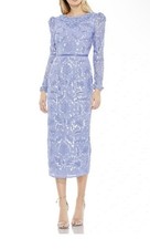 NWT Mac Duggal Embellished Long Sleeve Fitted Dress In Periwinkle Sz 16 MSRP$498