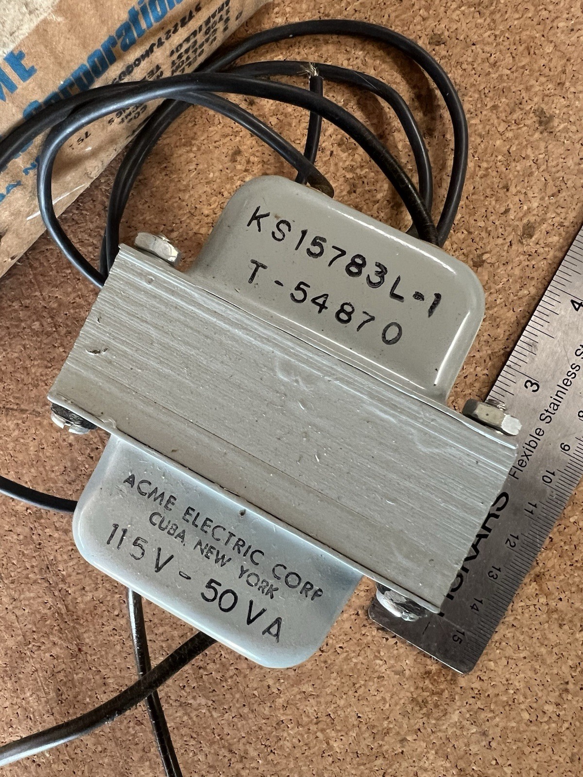 Vintage Acme T-54870 Transformer KS-15783L-1 115V-50VA