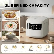 2L Multifunction White Non-Stick Rice Cooker 10 Cooking Modes 1-2 People 24H Tim