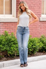 Judy Blue Sz 11 / 30 Straight Leg Double Button Waist High Rise Medium Wash