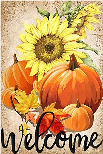 Pumpkin Sunflowers House Flag Inch Welcome Fall Decorative Double Sided 28 x 40 - Picture 1 of 6