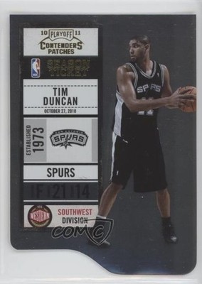 2010-11 Playoff Contenders Patches Gold Die-Cut 57/99 Tim Duncan #44 HOF 1v6