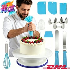 16Tlg Kuchen Drehteller Tortenplatte Drehbar Tortenst&auml;nder Mit Spritzt&uuml;llen Set