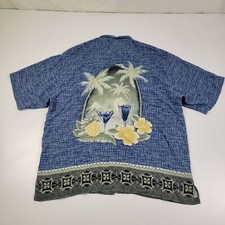 Tommy Bahama Hawaiian Camp Shirt Silk Palms Trees  Martinis size XL Button up