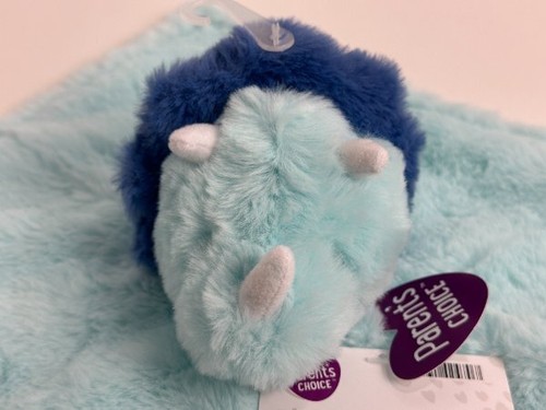 Neu mit Etikett Eltern Wahl blau Triceratops Dinosaurier Satin Plüschtier Baby Sicherheitsdecke - Bild 3 von 6