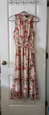 Vici Womens Tie Top Floral Belted Maxi Dress Sleeveless Sise S Coquette