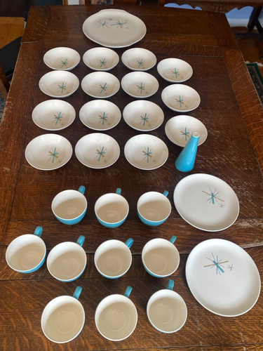 MCM Salem North Star china 29 pcs platter, dishes, bowls, cups, salt shaker blue - Picture 2 of 22