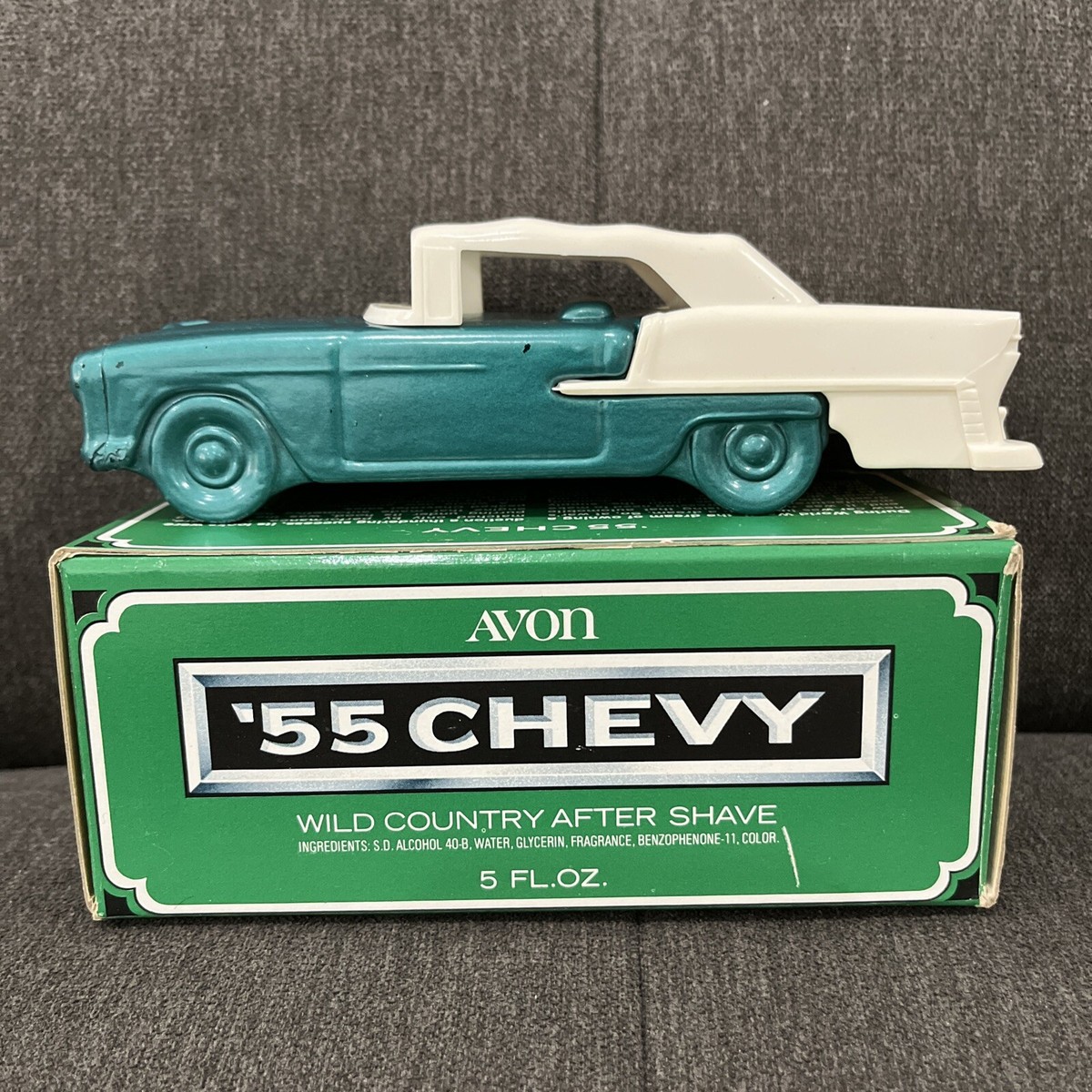 Vintage Avon '55 Chevy Wild Country After Shave 5 fl oz Full