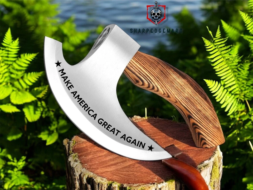pizza cutter axe, Viking axe, Fist axe, best gift for him, Maga Trump Gifts - Image 4 of 4