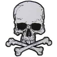 Skull Crossbones Reflective Jacket Vest Biker Back Patch - 10 X 12 Inch Iron on