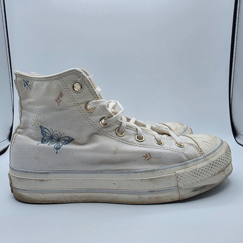 Converse Chuck Taylor All Star Lift Hi Tiny Tattoos Womens Size 10 White Shoes - Picture 12 of 13
