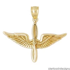 New 14k Yellow Gold US Army Aviation Insignia Pendant