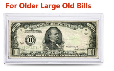(5) Large Bill Rigid Currency Slabs Snap-lock Protector Holds Old Large US Bill