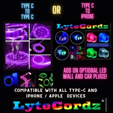 USB-C to Type C or iPhone Fast Charging LED Moving Light Up Cable Phone Cord