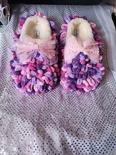 Loop Yarn Slides Pink And Purple With Bows Size 8