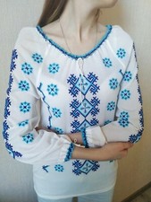 Vintage Blouse Embroidered Peasant Top Ethnic Folk Shirt