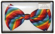 Adult Rainbow Striped Bowtie Halloween Costume Cosplay Dress Up Elastic Necktie